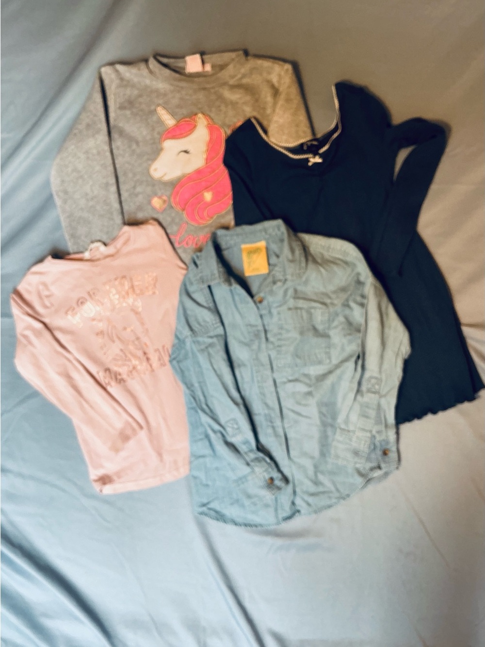 Bundle-Girls Long-Sleeve Tops - Pink & Gray